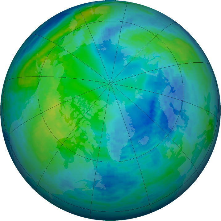 Arctic ozone map for 23 October 1994